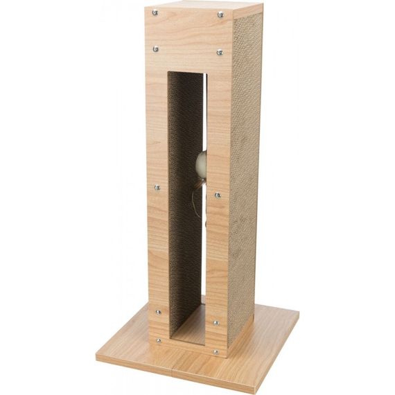 Дряпка-стовпчик Trixie для котів з іграшкою на мотузці та котячою м ятою картон/МДФ/джут світло-коричнева 30х30х62 см