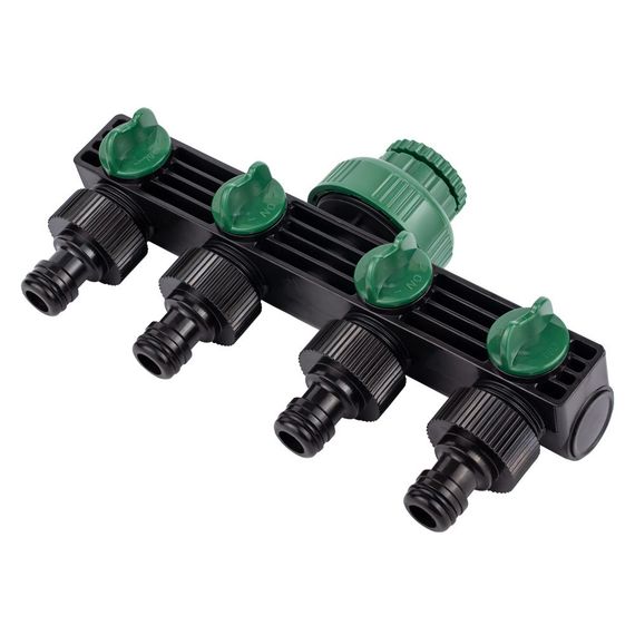 Кран розподільний з адаптерами Grad 1/2" 4-е виходи в/р 1/2"×3/4" (ABS) (5016905) | Зображення 1