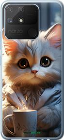 Чохол на Realme Narzo 50A Білий кіт "5646u-2514-2448"