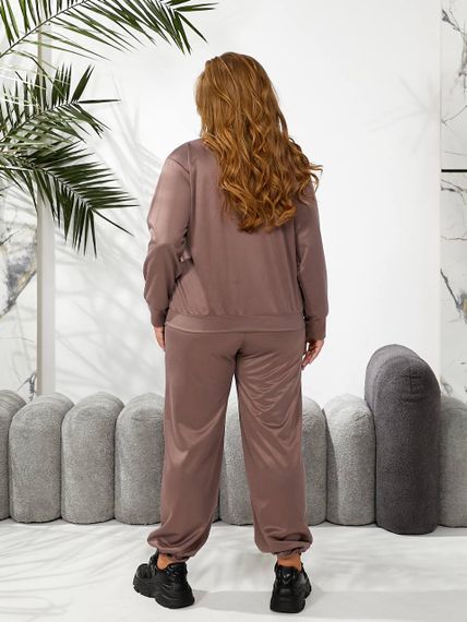 Женский спортивный костюм весна-осень свитшот и джоггеры NB24049 цвет мокко, размер 54/56 | Зображення 5