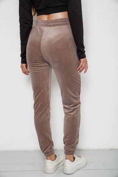 Штаны женские велюровые на флисе, цвет бежевый, 238R58473-2 | Зображення 3