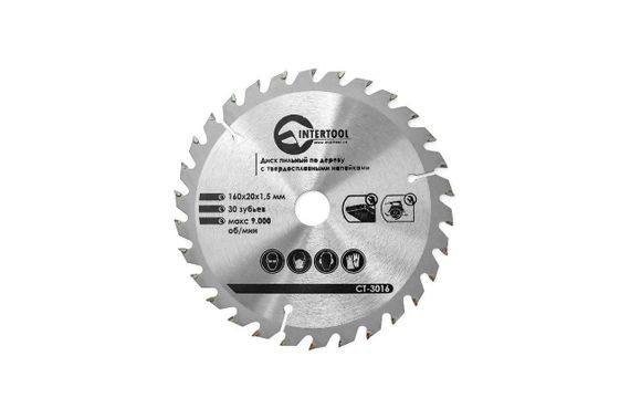 Диск пильный Intertool - 160 х 30T х 20 мм (CT-3016)