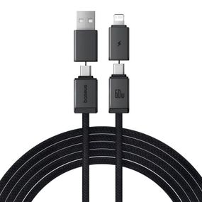 Дата кабель Baseus Versatile Two-for-Two USB/Type-C to Type-C/Lightning 60W (2m) (P10383000) Cluster Black