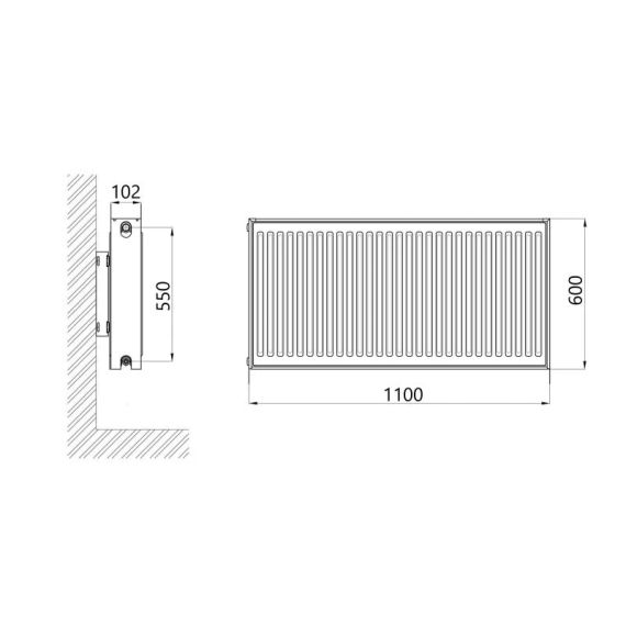 Радіатор сталевий Thermo Alliance IMAS 22 тип 600х1100 бічне під'єднання 2550 Вт | Зображення 1