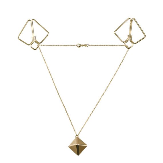 SX0844 Затискачі для сосків з важкою підвіскою LOCKINK Nipple Clamps with Heavy Pendant, золотисті