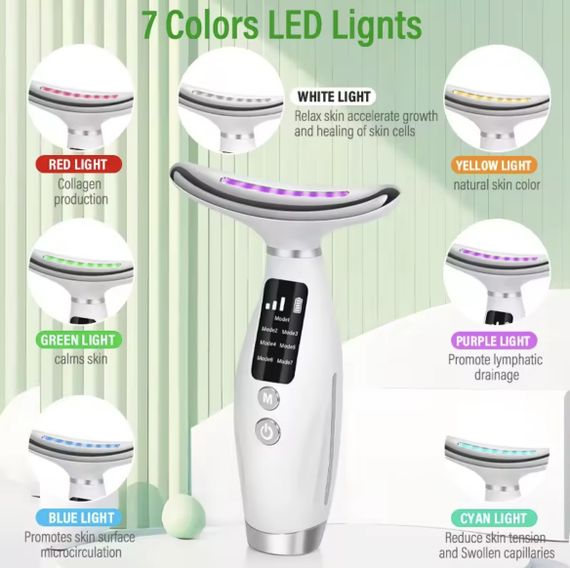 7в1 LED Масажер для шиї та обличчя з підігрівом NeckLift Pro — Антивіковий ліфтинг + 7 кольорів світлотерапії | Зображення 7