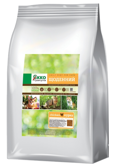 Сухой корм Экко гранула Ежедневный для котов с курицей 10кг