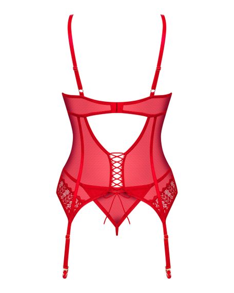 Корсет и стринги Obsessive Ingridia corset Красный XS/S | Зображення 5