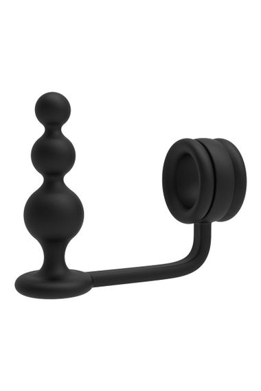 Кільце для пеніса Dream Toys Ramrod з анальною пробкою у формі кулі, чорне Sex Aura | Зображення 2