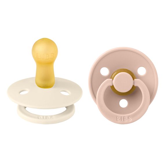 Соска пустушка BIBS Colour 6-18 міс Latex Round (кругла) – Ivory/Blush (2 в упаковці)