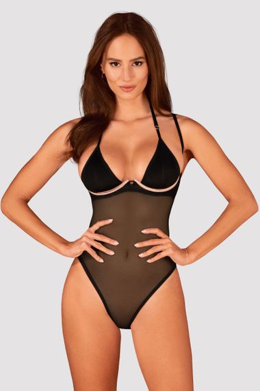 Боди с двойными бретельками Obsessive Selinne Черное XL/2XL