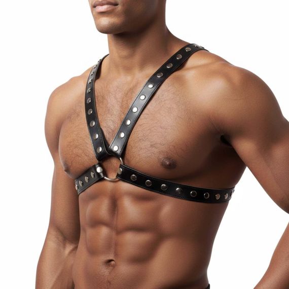 Мужская портупея Art of Sex - Spartacus, натуральная кожа, цвет черный, размер L-2XL Sex Aura