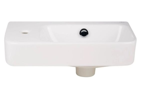 Комплект Qtap Tern: Раковина підвісна прямокутна ліва 450х250х158 мм White + Донний клапан PU02O (QT17115117LWN47327) | Зображення 5