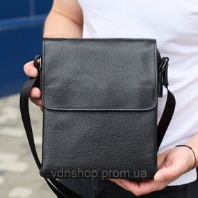Сумка месенджер 21.5x25x7 шкіряна барсетка для чоловіків Tiding Bag 35775 чорна