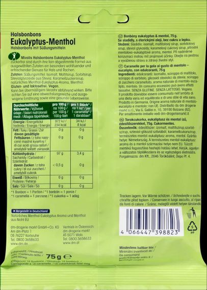 Mivolis "Конфеты эвкалипт с ментолом для горла", без сахара, 75 г., Германия | Зображення 2
