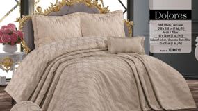 Покривало з бахромою Kayra 240х260 см Dolores капучіно