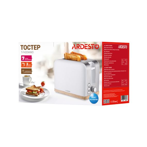 Тостер Ardesto T-F420WWD 930 Вт білий | Зображення 4