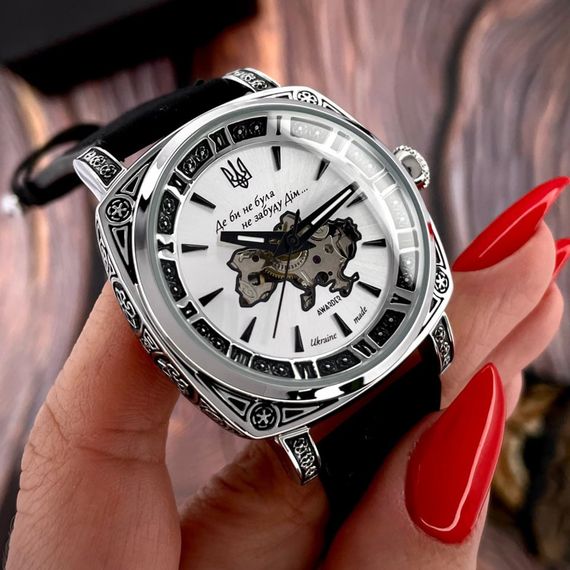 Годинник наручний Awarder 021-3D Де би не була Silver-White-Black Leather | Зображення 3