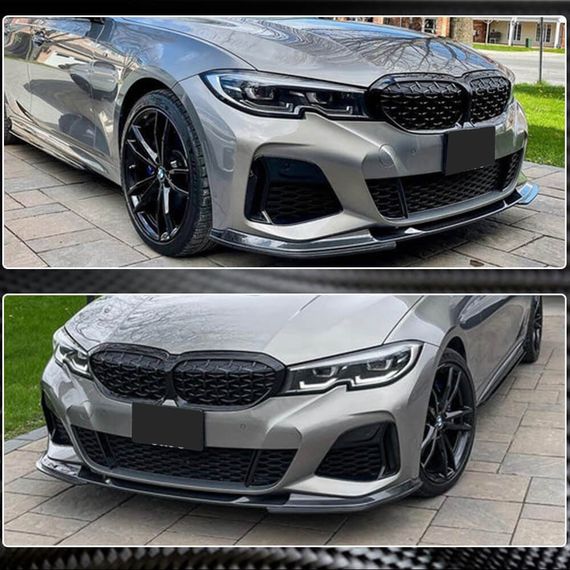 Накладка на передній бампер Lip V7 (для M-Sport 2018-2022, Карбон) для BMW 3 серія G20/21 2018- рр | Зображення 3