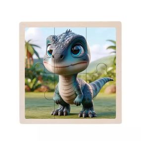 Детский деревянный пазл-вкладыш "Велоцираптор" MD 1509-12, 6 элементов 9,8 х 9,8 х 0,4 см