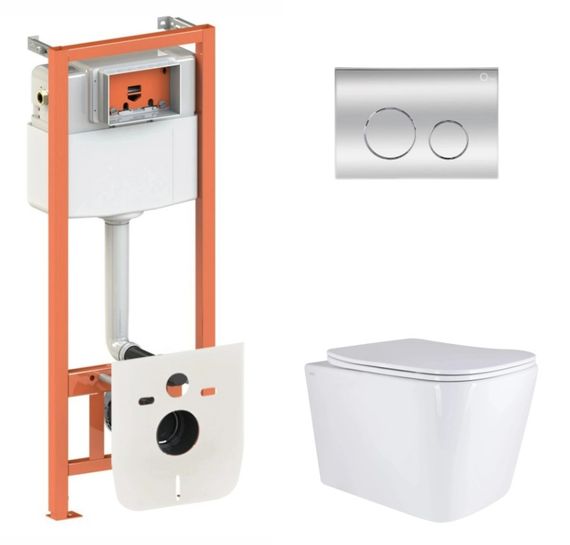 Набір Qtap Nest 4 в 1 підвісний унітаз Tern Ultra Quiet 525x345x360 + комплект інсталяції QT17332303AW47508