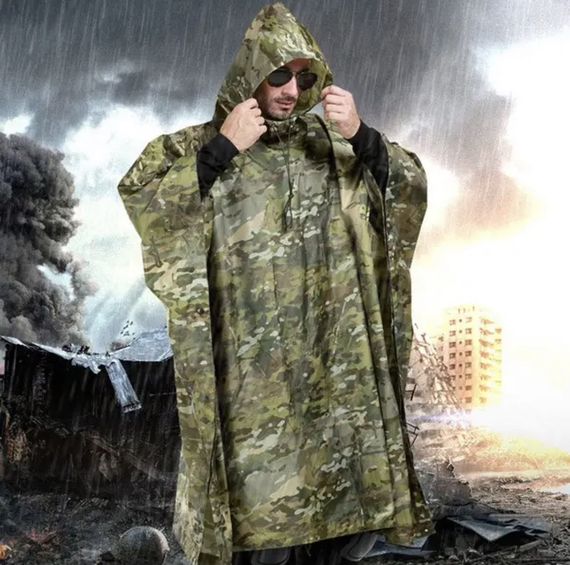 Чоловічий дощовик пончо військовий тактичний