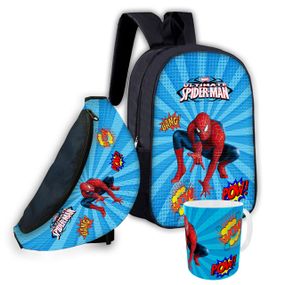 Набор детский Человек Паук "Spider-Man" рюкзак 36х27см сумка-бананка,кружка с принтом для мальчика (01622)