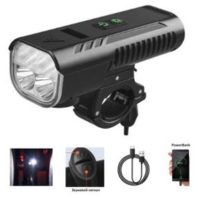 Велофара з сигналом FY-336/2000-4T6 на акумуляторі з функцією повербанку, Велоліхтар з водозахистом із зарядкою