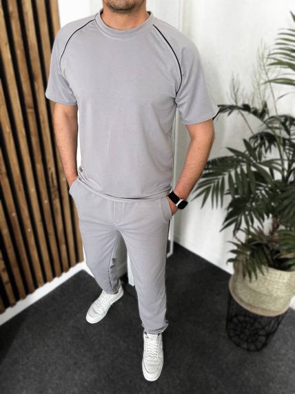 Мужской спортивный костюм с футболкой и штанами VL1016 цвет серый, размер 46/48 | Зображення 2