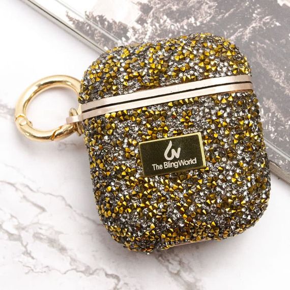 TPU чохол Bling World Rock Diamond для навушників AirPods 1/2 Золотий | Зображення 5