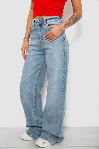 Джинси жіночі однотонні Wide leg, колір блакитний, 244R00198 | Зображення 2