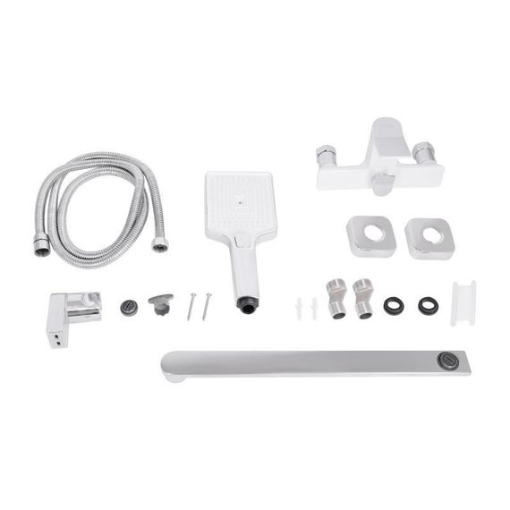 Змішувач для ванни Qtap Presto з довгим поворотним виливом (з душовим гарнітуром) QTPRE2601CRW45578 Chrome/White | Зображення 7