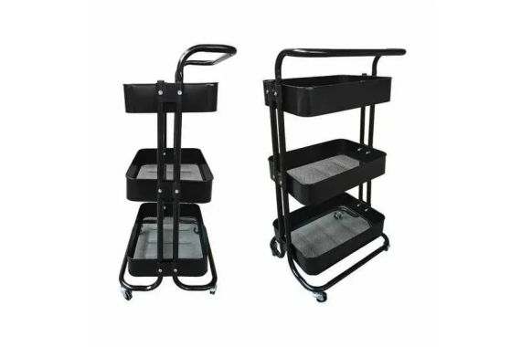 Стелаж етажерка з полицями на колесах ZM-1670 чорний | Зображення 4