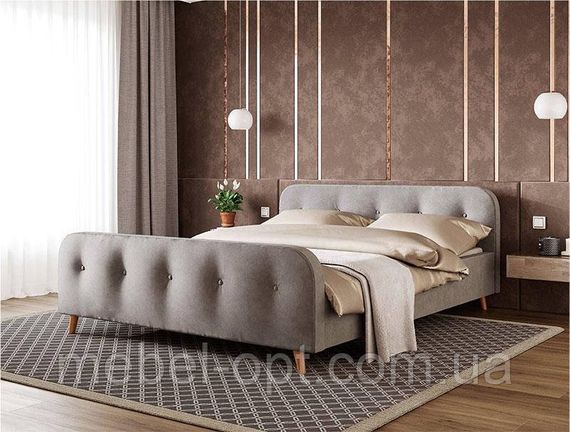 Ліжко двоспальне Skandi 160x200 см колір Синій тканина рогожка, в скандинавському стилі | Зображення 5