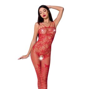 Ажурний бодістокінг з інтимними вирізами Passion BS076 red, One size