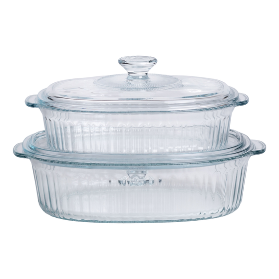 Форми для запікання набір 2 шт скляні з кришками овальні HP-34-27