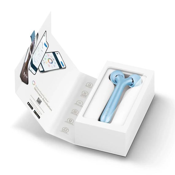 Електронний ультразвуковий ролик для обличчя GESKE Sonic Facial Roller 4в1 gray, Блакитний | Зображення 8
