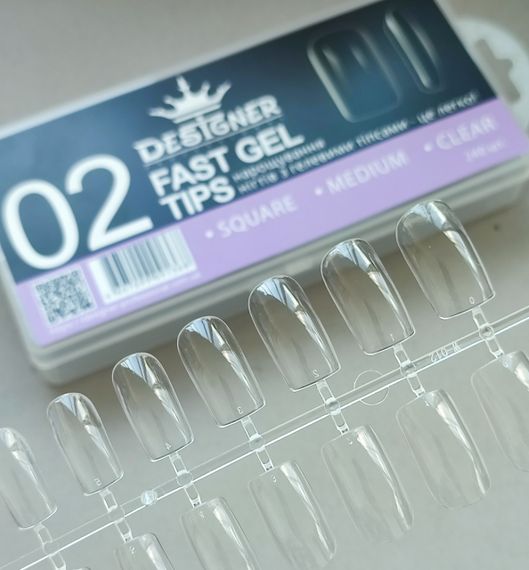 Гелевые типсы для наращивания №02 24шт (средний квадрат) | Зображення 2