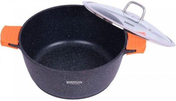 Кастрюля с антипригарным покрытием Bohmann BH 7350-36 MRB с двойным дном из литого алюминия каструля з кришкою