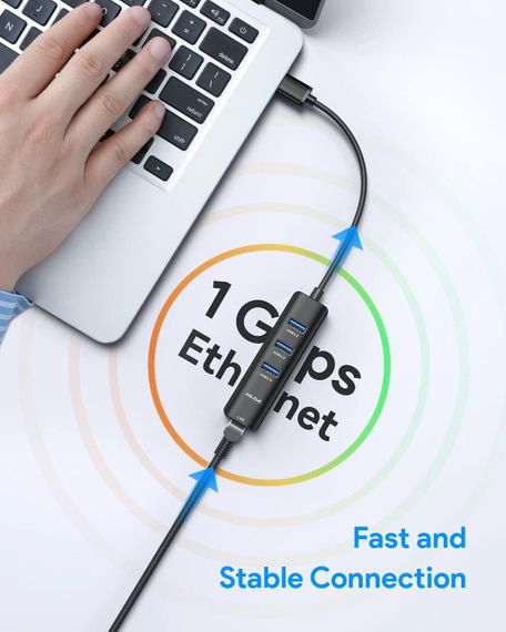 Мережевий адаптер USB, дротовий мережевий адаптер, адаптер YHEMI USB 3.0 RJ45 Gigabit Ethernet Adapter | Зображення 1