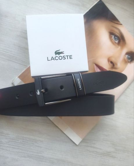 Чоловічий шкіряний ремінь black Lacoste