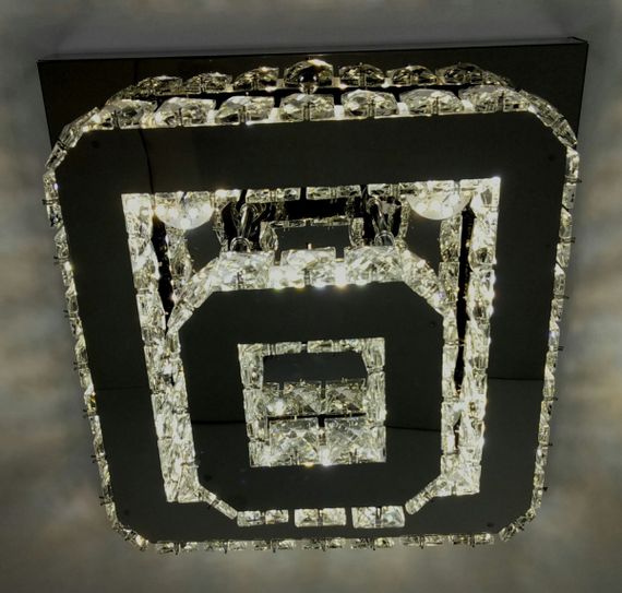 Люстра стельова кришталева LED з пультом 25662 Хром 18х33х33 см. | Зображення 3