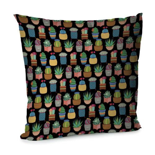 Подушка диванная с бархата Кактусы 45x45 см (45BP_TFL004)