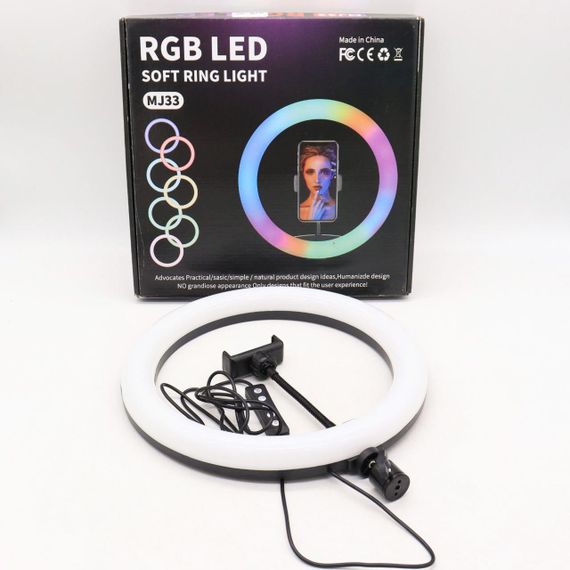 Кільцева RGB лампа 33 см, від USB, з тримачем для телефону, RING MJ33 / Світлодіодне селфі-кільце | Зображення 9