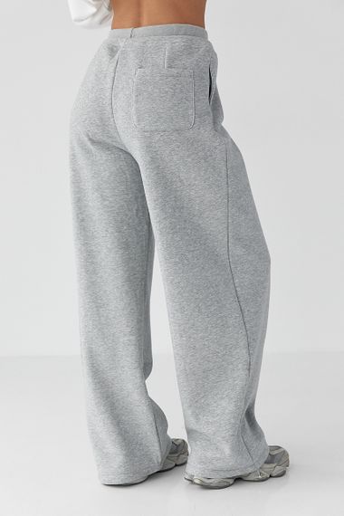 Спортивні штани палаццо з накладною кишенею - сірий цвет, M (є розміри) | Зображення 1
