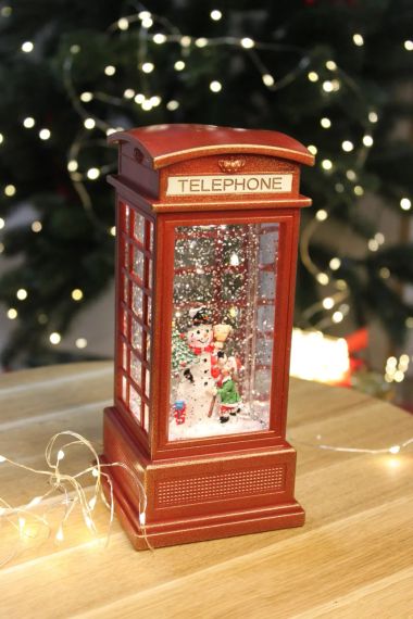 Настільний новорічний музичний нічник "Телефонна будка" 20 см. WDL-2102B. Нічник на батарейках | Зображення 1