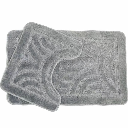 АКЦІЯ Набір килимків для ванної 2шт 40*50см+50*80см Орнамент Econom сірий + Фіранка PEVA Дариана