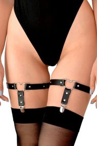 Гартеры для чулок из натуральной кожи Art of Sex Paula (2 шт.), Черный, One Size, ONE SIZE