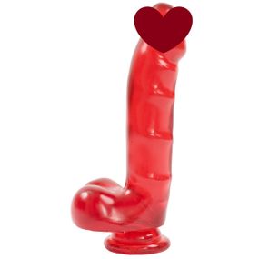 Фаллоимитатор Doc Johnson Jelly Jewels Cock & Balls Red, диаметр 3,6см, антибактериальный ПВХ sexstyle