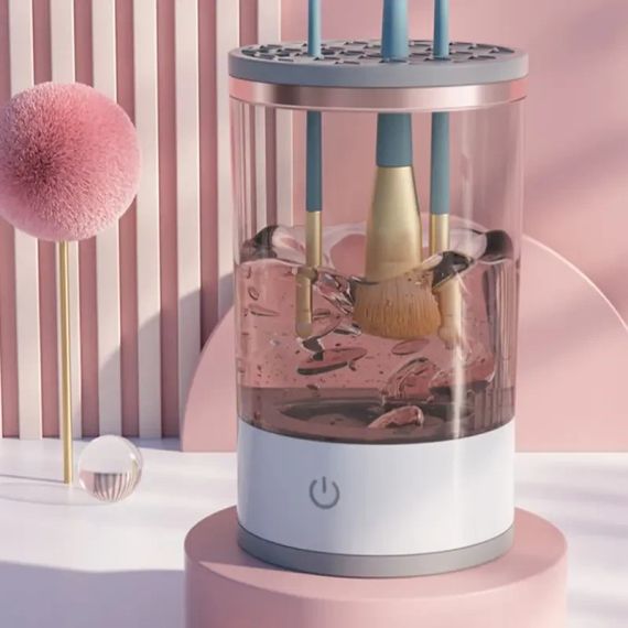 Електричний очищувач пензлів для макіяжу Cleaning Brush 2 в 1 підставка для чищення та сушіння косметичних пензликів | Зображення 1